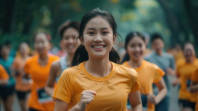 Fitness enthusiasts participating in a charity run, health, community