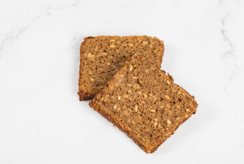 Multi-grain bread with sunflower seeds. Close-up