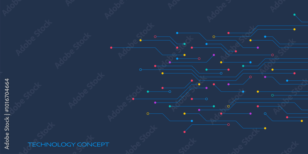 Aufkleber circuit board texture with communication technology concept. creative vector illustration
