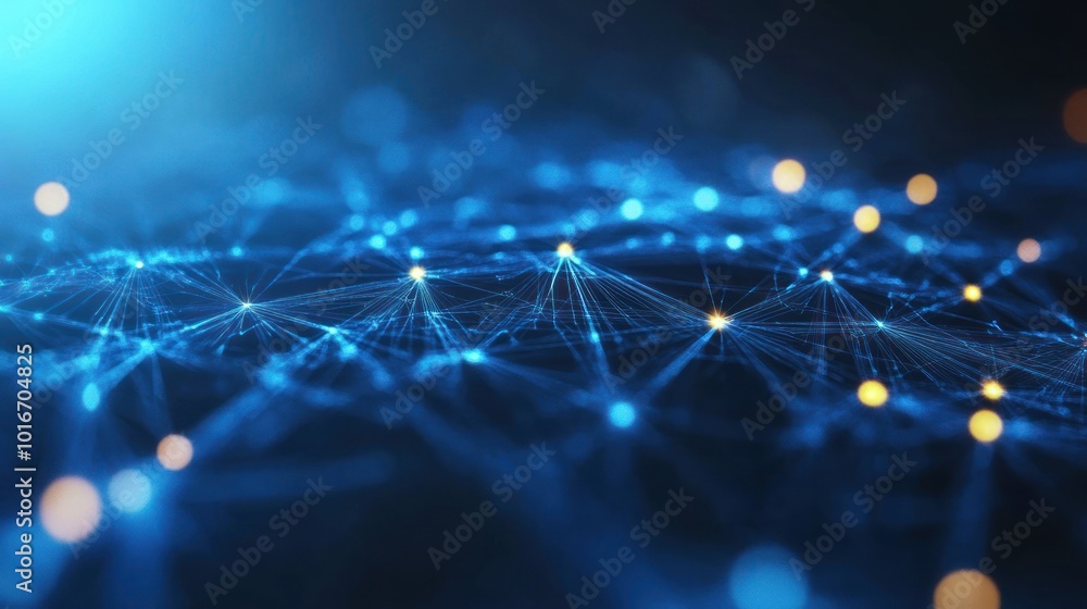 Poster abstract representation of interconnected data points in a digital network.