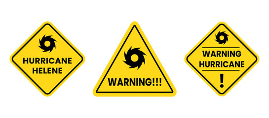 Hurricane Helene alert sign. Hurricane warning. Traffic sign information collection.  PNG Transparent