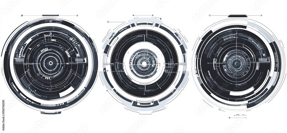 Poster communication concept hud elements with a circular design using digital technology