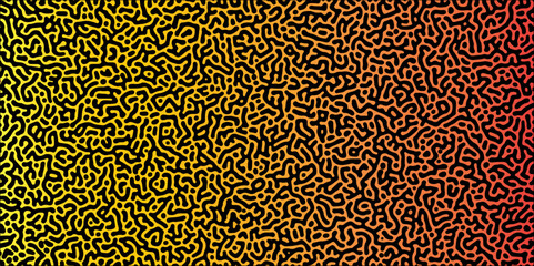 Abstract Reaction-diffusion Turing pattern natural texture orange gradient color scheme. Linear design with biological algorithm psychedelic background. Reaction-diffusion or truing patter