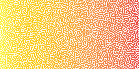Abstract Reaction-diffusion Turing pattern natural texture orange gradient color scheme. Linear design with biological algorithm psychedelic background. Reaction-diffusion or truing patter
