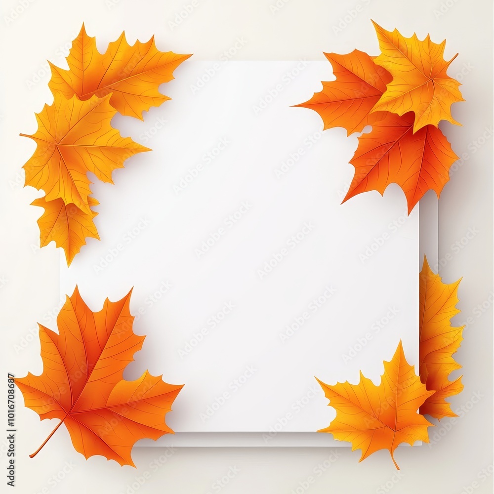 Poster Fallen autumn leaves with blank space in a bright composition