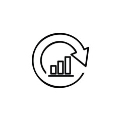 Graph icon isolated. Illustration vector of bar chart outline. Flat icon of arrow circle. Business growth sign symbol. Business concept for website and app design