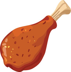 BBQ chicken leg flat vector illustration clipart