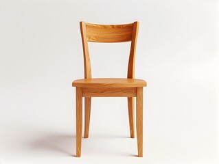 Minimalist Wooden Dining Chair with Curved Back Isolated on White Background