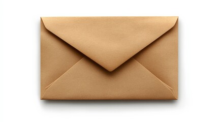A classic brown envelope isolated on a white background, symbolizing communication, correspondence, and traditional mail service.