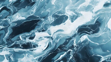 Obraz premium Abstract Fluid Marble Swirls in Cool Tones