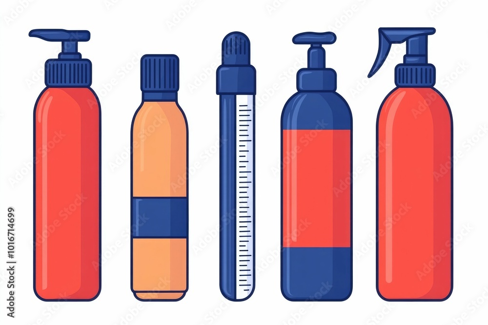 Poster a icon set featuring a highlighter scissors and glue bottle in a clean flat design style isolated on