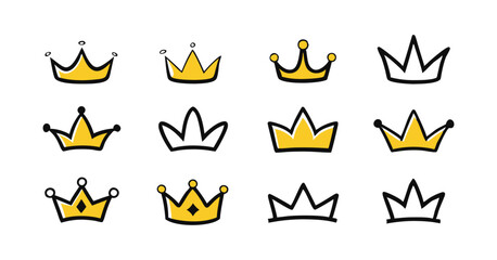 Set of Minimalist different color Crown Icons
