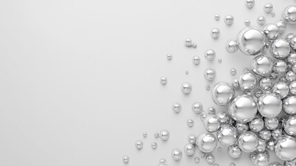 Shiny Silver Bubbles on White Surface