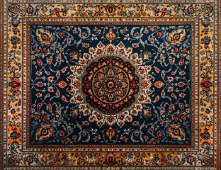 Persian carpet with detailed floral motifs and rich hues