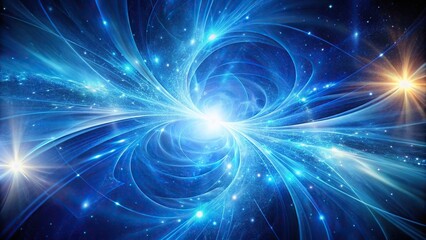 Fototapeta premium Abstract blue cosmic energy flow in tilted space