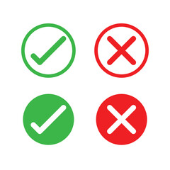 Check mark and cross circles icon set