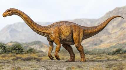 towering brachiosaurus with its long neck reaching high