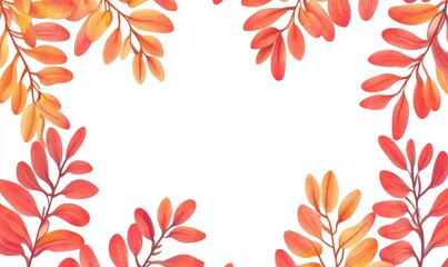 Obraz premium An autumn background with maple, chestnut, oak, and berry leaves. Orange and red leaves decorate an autumn seamless banner.