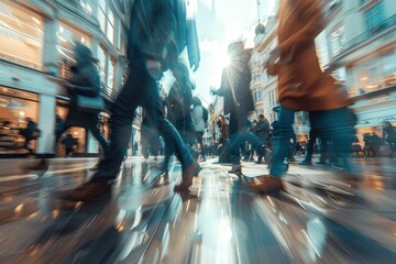 People walking in the smart city motion street adult.