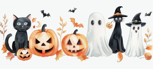 ilustración halloween acuarela