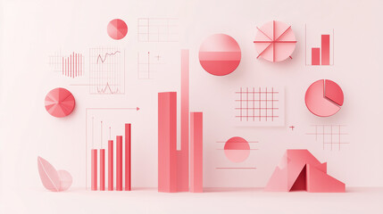 Cubist Illustration Background with Geometric Shapes and Charts