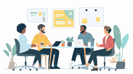 A team meeting where remote employees discuss how to overcome challenges with project coordination, finding creative solutions to maintain productivity.