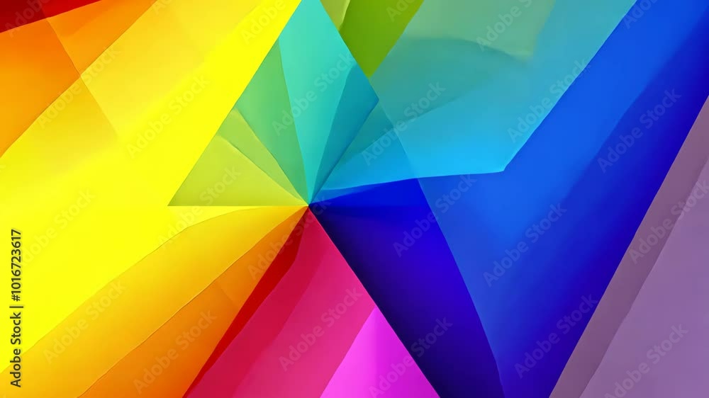 Poster background looping with colorful geometric shapes
