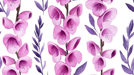 Elegant floral pattern featuring vibrant pink orchids and green leaves, perfect for fabric, wallpaper, or decorative designs.