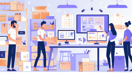 A team planning the launch of a subscription box service, discussing logistics, product sourcing, and customer retention strategies.