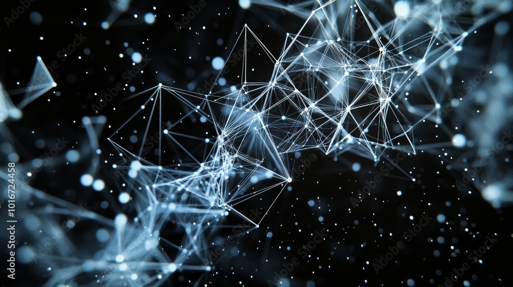 Poster dark background with abstract futuristic geometry and web connection