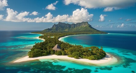 Fototapeta premium Tropical island with turquoise waters and lush greenery