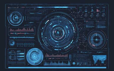 Fototapeta premium Circle tech futuristic design UI concept background in virtual circles