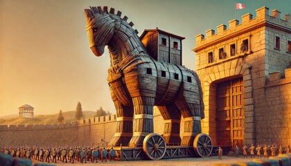 rojan horse in a city