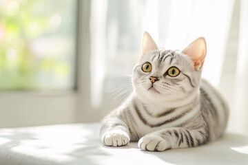 Cute Cat Looking Up.