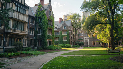 Naklejka premium A university endowment fund growing through investments in stocks, bonds, and real estate, providing long-term financial support for education.