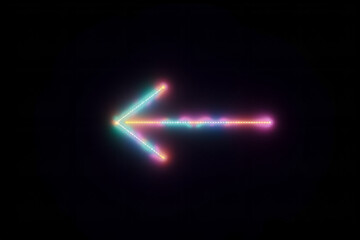 colorful arrow made of glowing light beams, pointing right at the center on a black background he arrow forms an elegant and dynamic shape with a sense of motion and speed