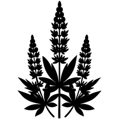 Lupine Flower Silhouette Vector Illustration Nature Design