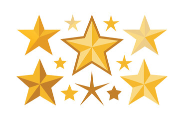 Obraz premium Vibrant 3D Geometric Star Icon Set