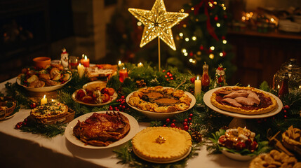 Fototapeta premium christmas cake with candles