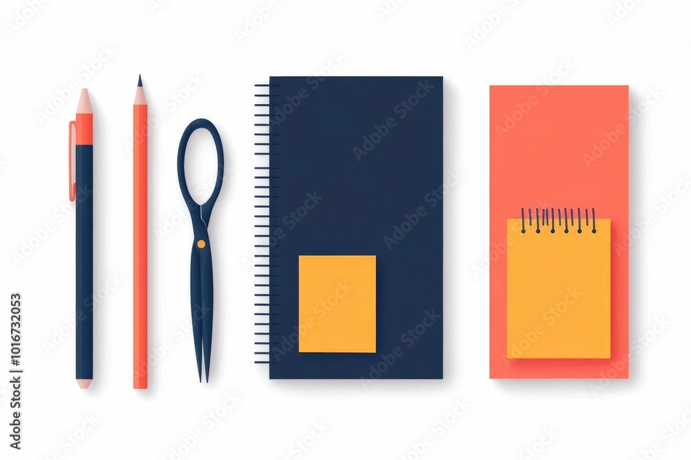 Aufkleber a collection of vibrant icons featuring a pair of scissors sticky notes and an eraser essential stat