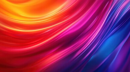 Vibrant abstract waves of color in shades of orange, pink, and blue on a smooth surface.