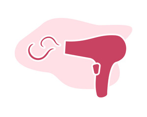 Fototapeta premium Hair dryer Line Icon fashion hairdryer of hairdresser to blow-dry and electric hair-dryer blower. Barber styling appliance. Vector cartoon illustration