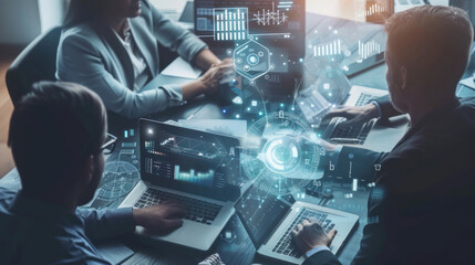 A virtual team of professionals working together to achieve common goals, sharing updates and feedback through a collaborative platform.