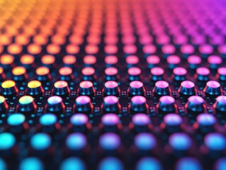 Fototapeta premium Quantum dots emitting light in vivid colors, Materials Engineering, nanotechnology innovation