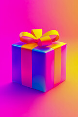 Obraz premium A 3D icon of a colored gift box, beautifully designed with a glossy finish.