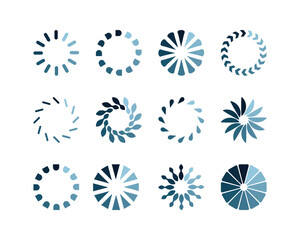 Collection Loading bar status icon. Vector illustration. Set of vector loaded icons. Download progress. Donload or Upload.