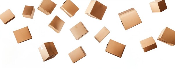 Delivery boxes border background cardboard floating.
