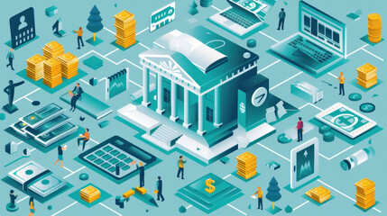 Obraz premium A visual of a company using corporate banking services for large-scale financial management, focusing on growth, funding, and cash flow optimization.