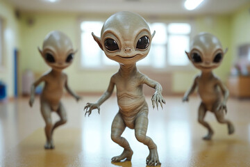 Obraz premium A group of cute and sad baby alien monsters together