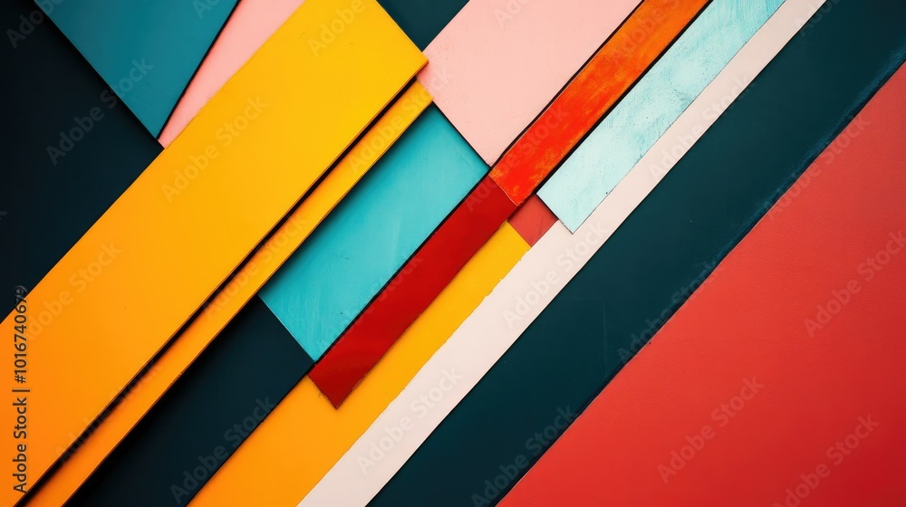Aufkleber clean, precise diagonal lines form a modern abstract background with bright geometric shapes.